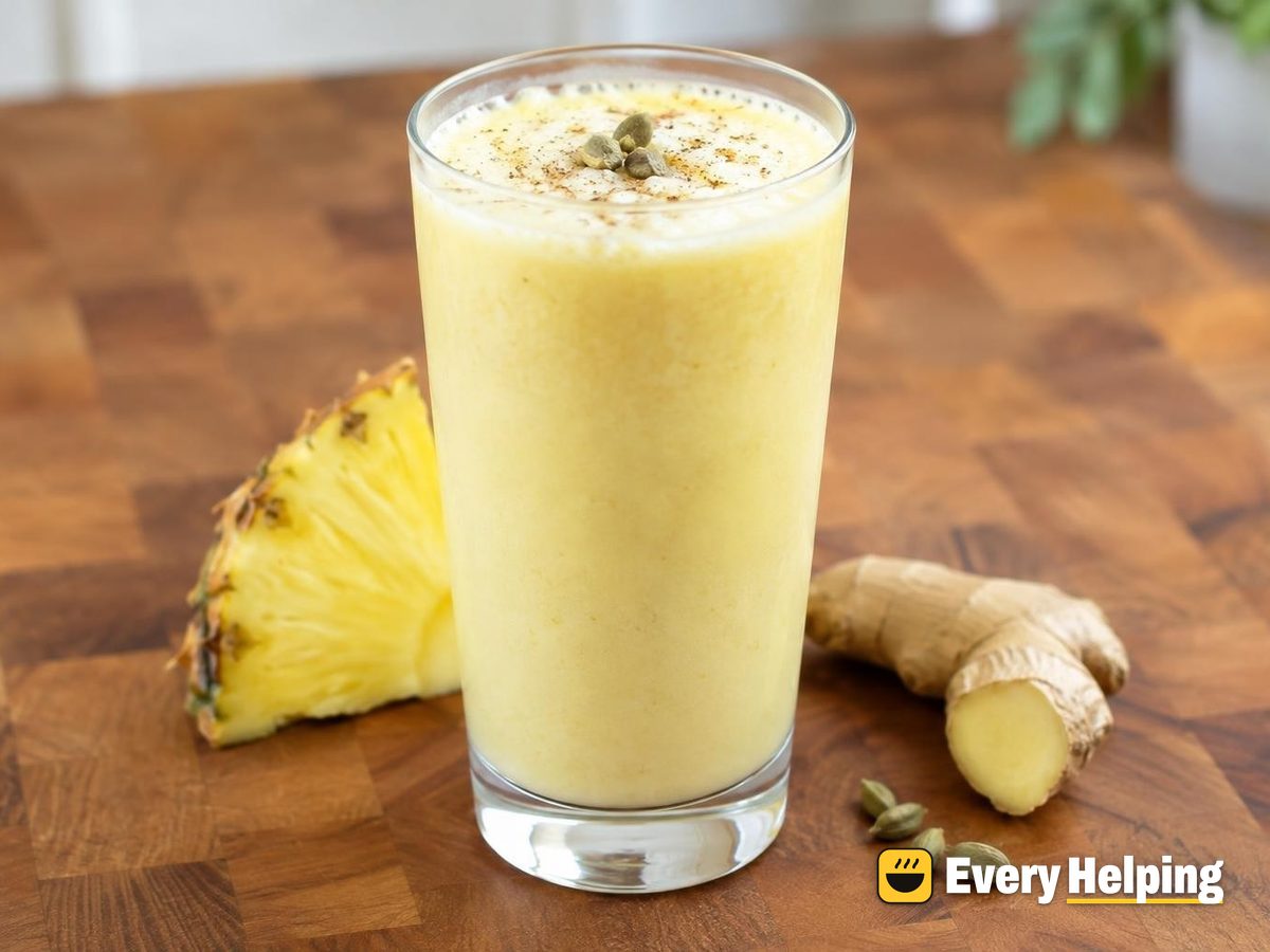 Salted Pineapple Ginger Lassi with Cardamom