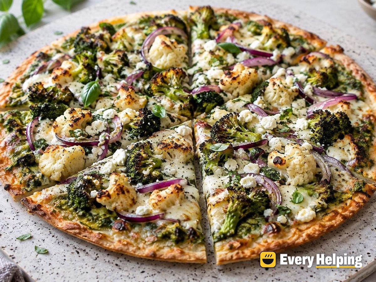 Thin-Crust Roasted Cauliflower and Broccoli Pizzas