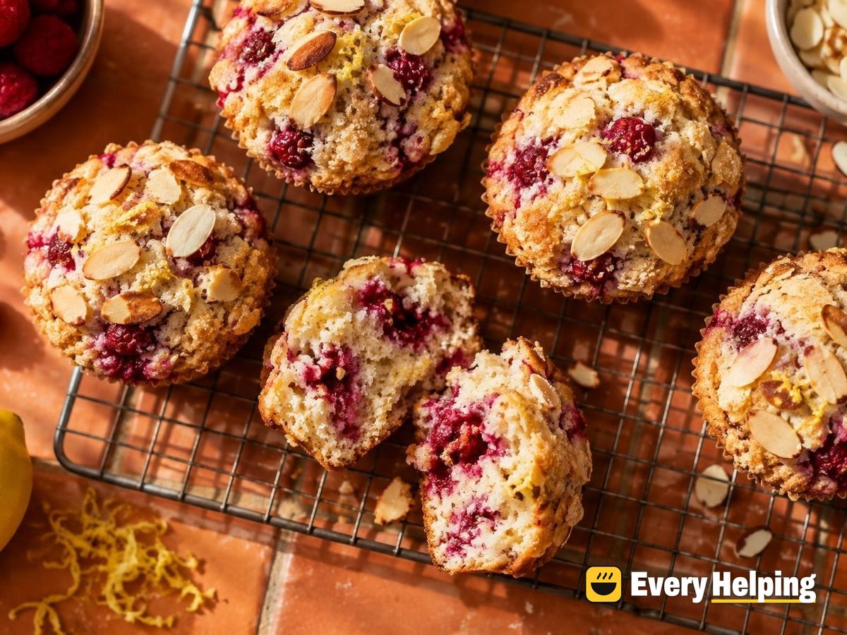 Raspberry Ricotta Muffins with Almond Tops