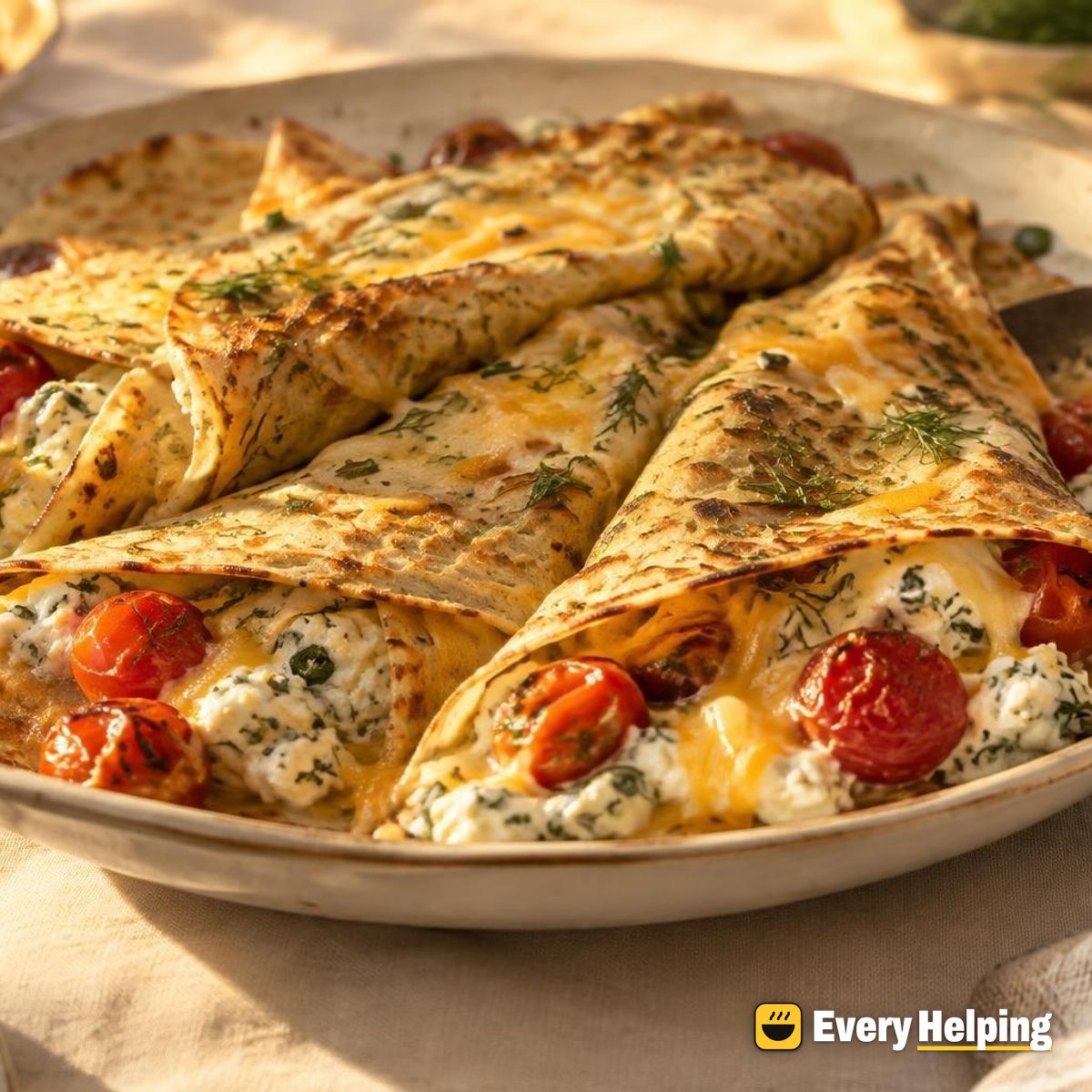 Herbed Cottage Cheese and Tomato Crêpes