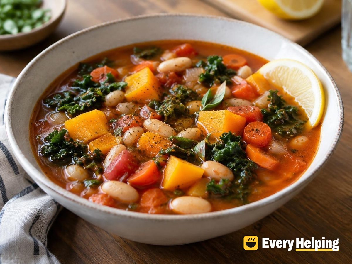 Tuscan White Bean, Squash and Kale Soup