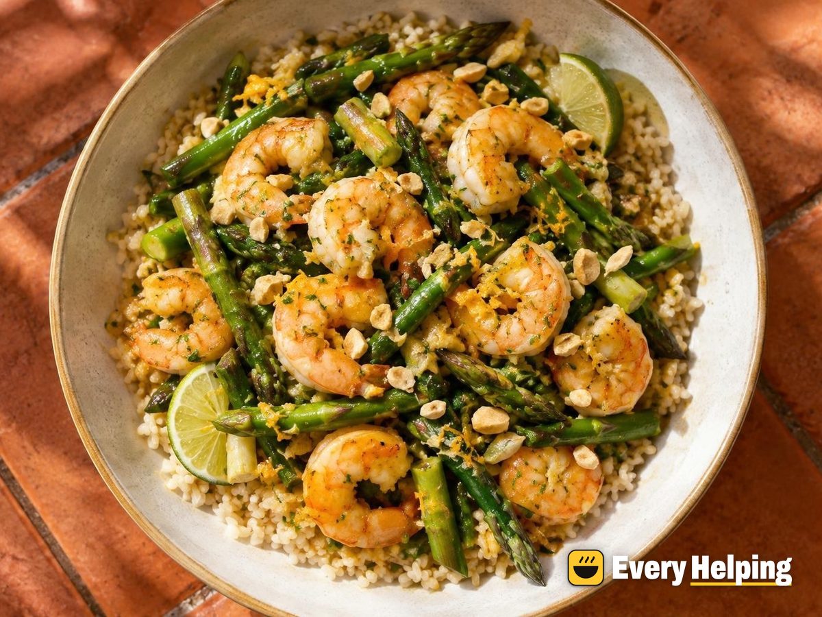 Lime Ginger Shrimp with Greens and Brown Rice