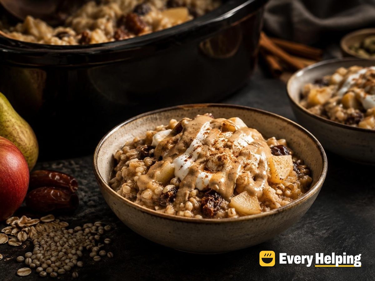 Slow Cooker Apple Barley Porridge with Tahini