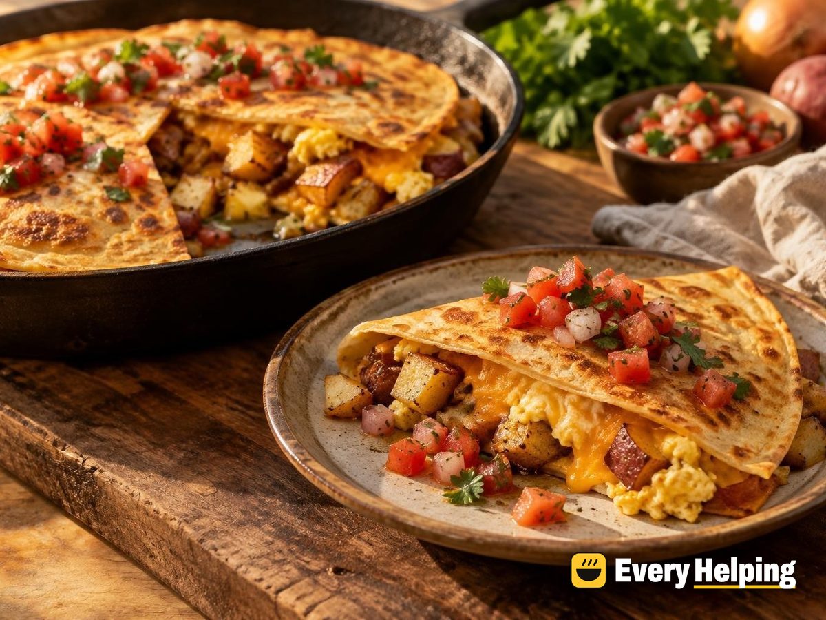Chorizo-Spiced Potato and Egg Breakfast Quesadillas