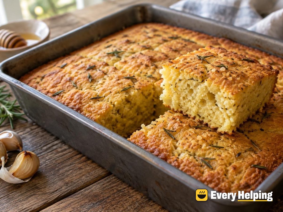 Rosemary Roasted Garlic Olive Oil Cornbread