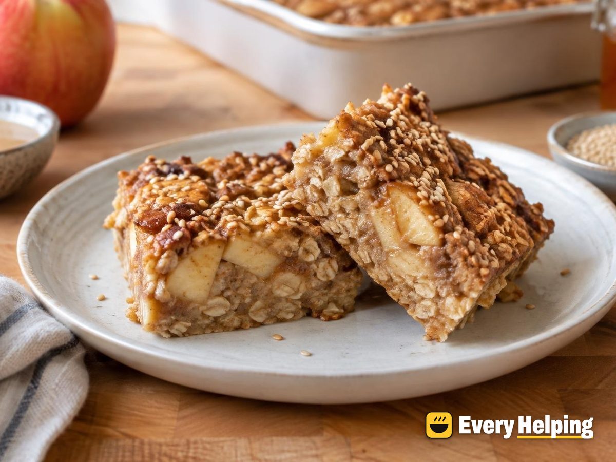 Apple Cinnamon Tahini Baked Oatmeal Squares
