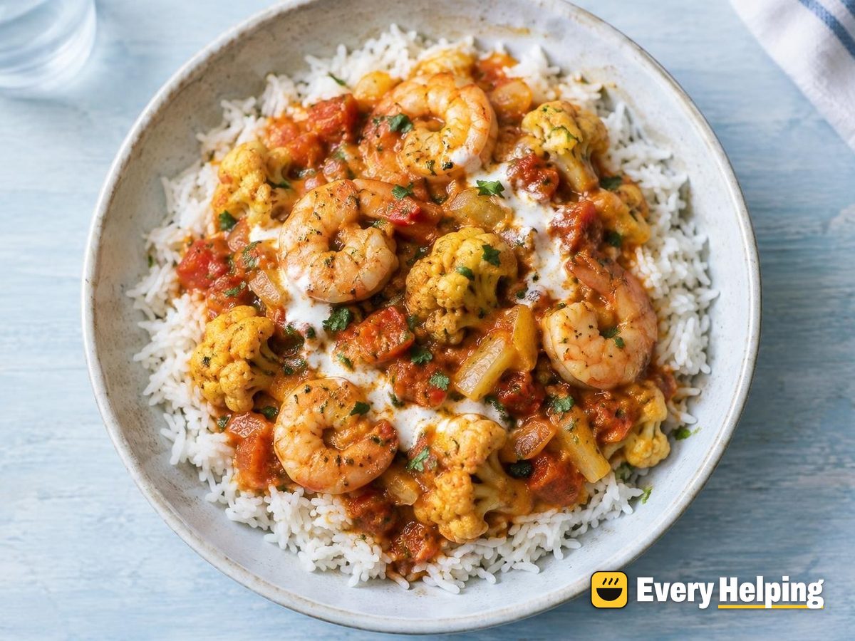 Tomato Masala Shrimp with Mixed Vegetables