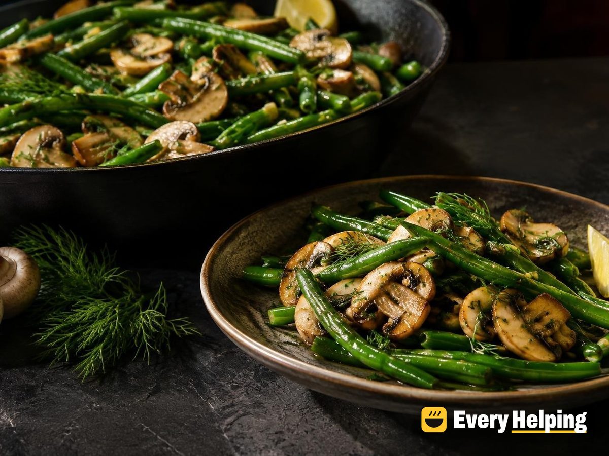 Garlic Herb Sautéed Green Beans and Mushrooms