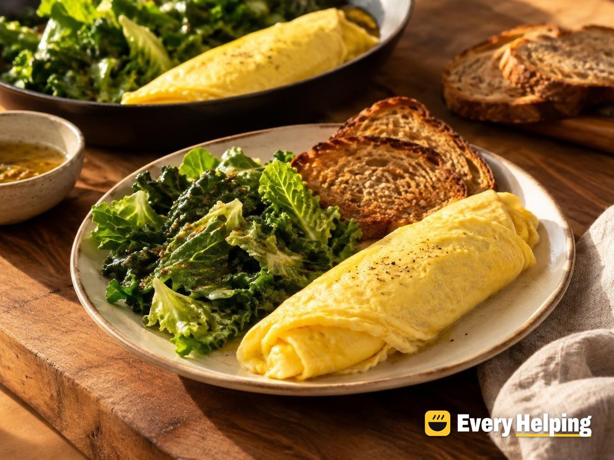 French-Style Plain Omelets with Dijon-Dressed Greens