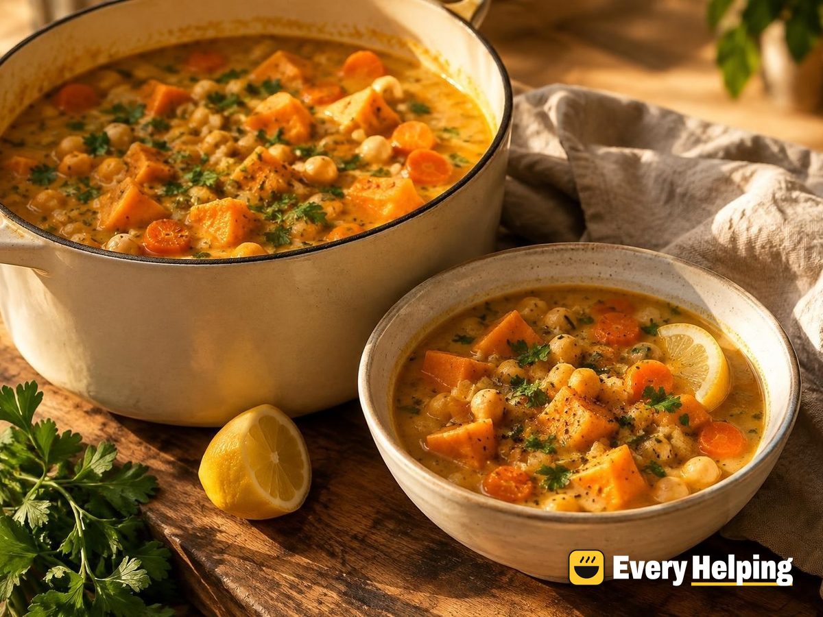 Chickpea, Sweet Potato and Carrot Coconut Soup