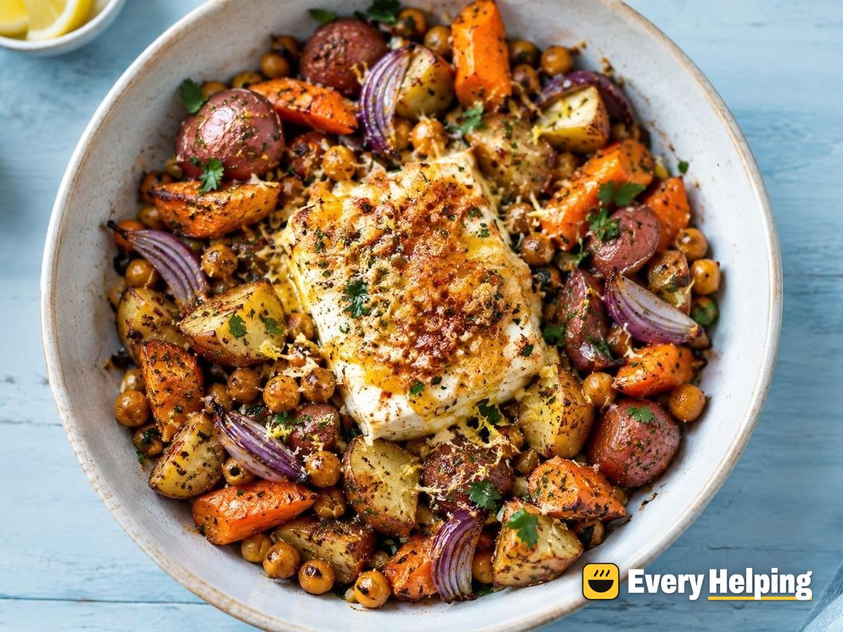 Sheet-Pan Baked Feta with Spiced Potatoes