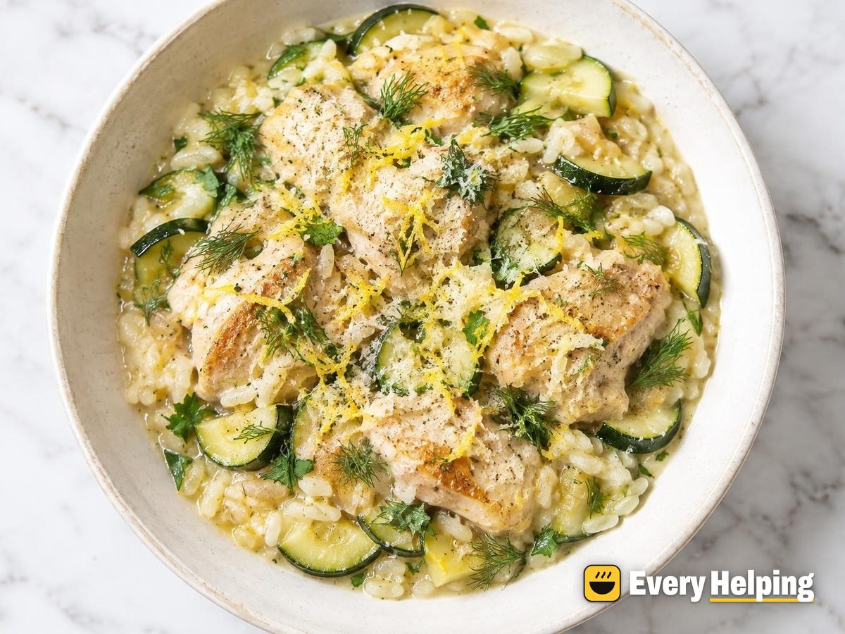 Pressure-Cooker Chicken Thigh Risotto with Zucchini and Dill