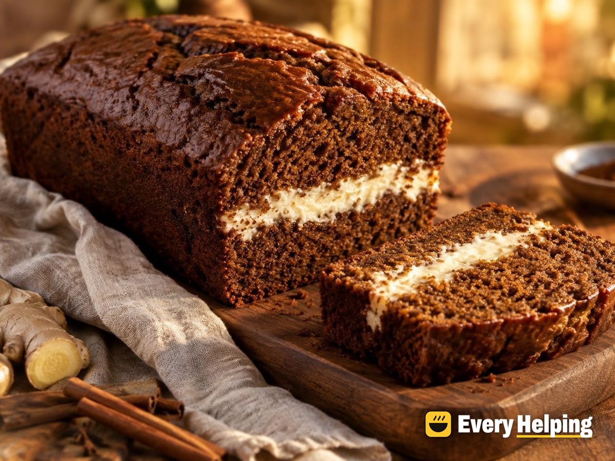 Gingerbread Loaf Cake with Vanilla Cream Filling