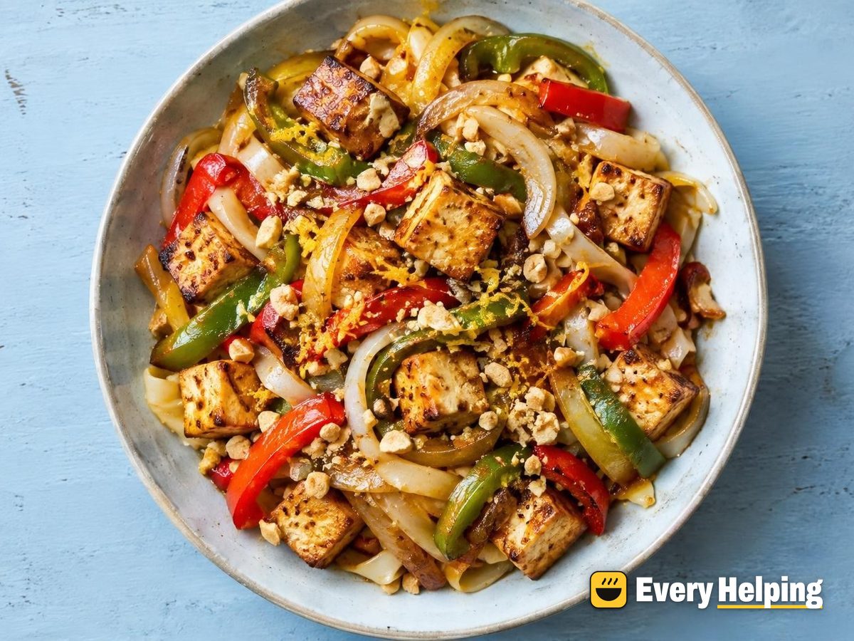 Citrus Ginger Tofu Noodles with Peppers