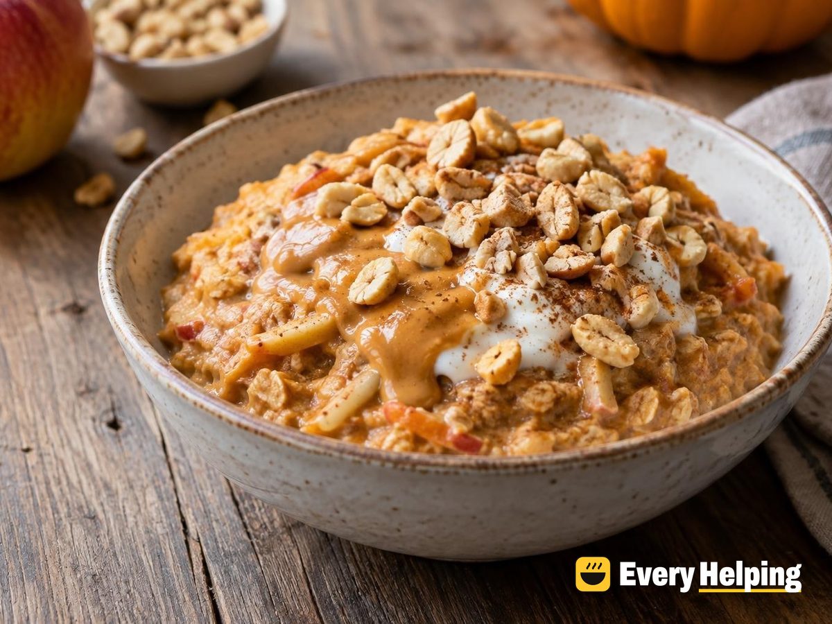 Pumpkin Spice Apple Overnight Oats with Peanut Butter