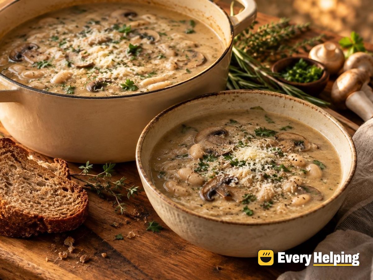 Creamy Mushroom and Cannellini Coconut Soup