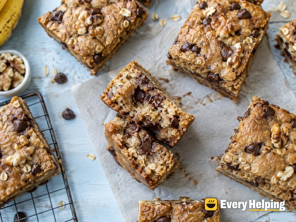 Peanut Butter Banana Chocolate Walnut Blondies
