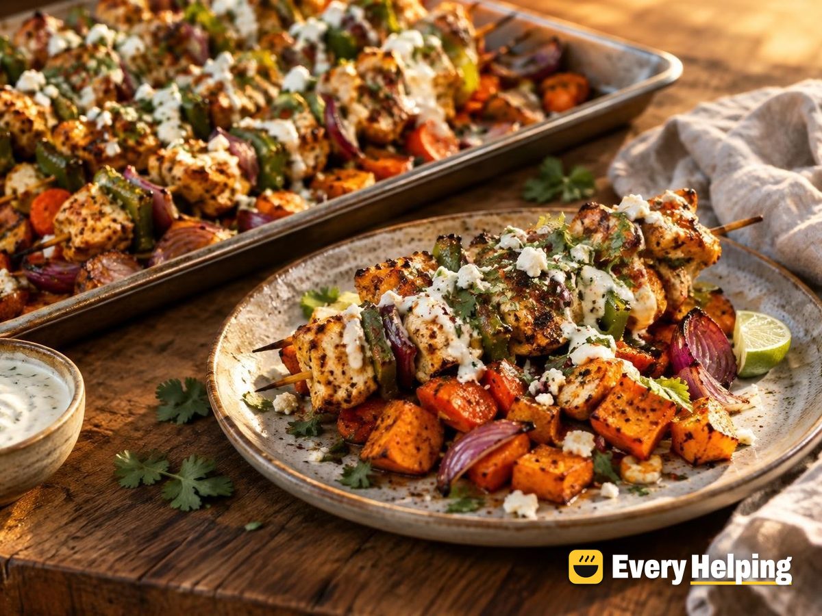 Lemon Pepper Turkey Skewers with Chile-Lime Roots