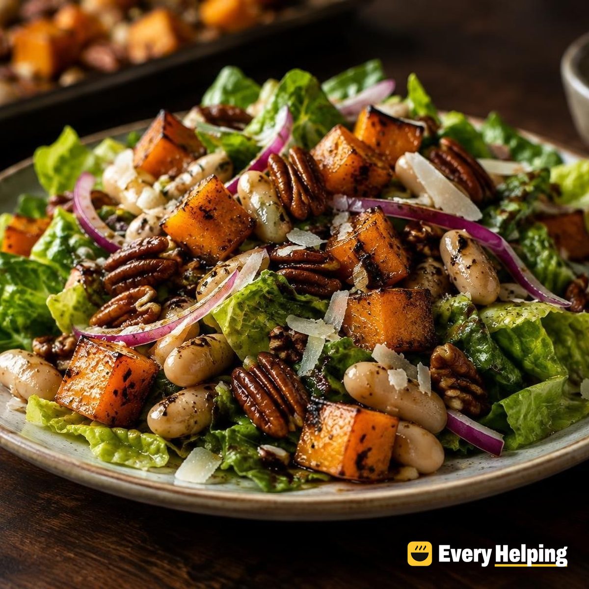 Roasted Butternut and White Bean Romaine Salad