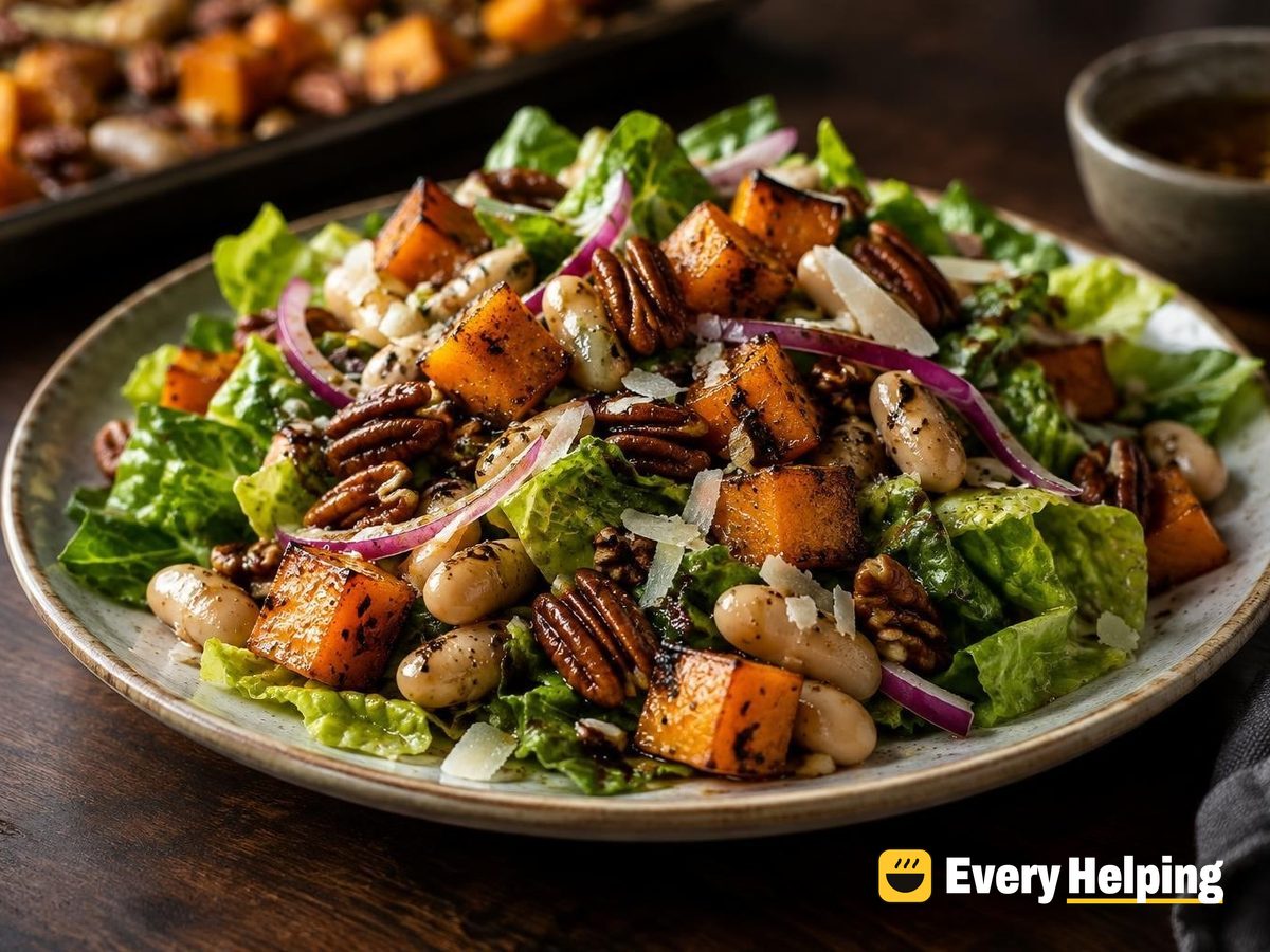 Roasted Butternut and White Bean Romaine Salad