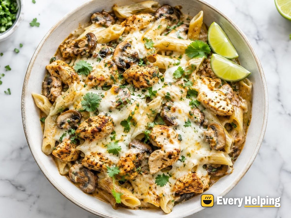 Smoky Dutch Oven Turkey Mushroom Penne
