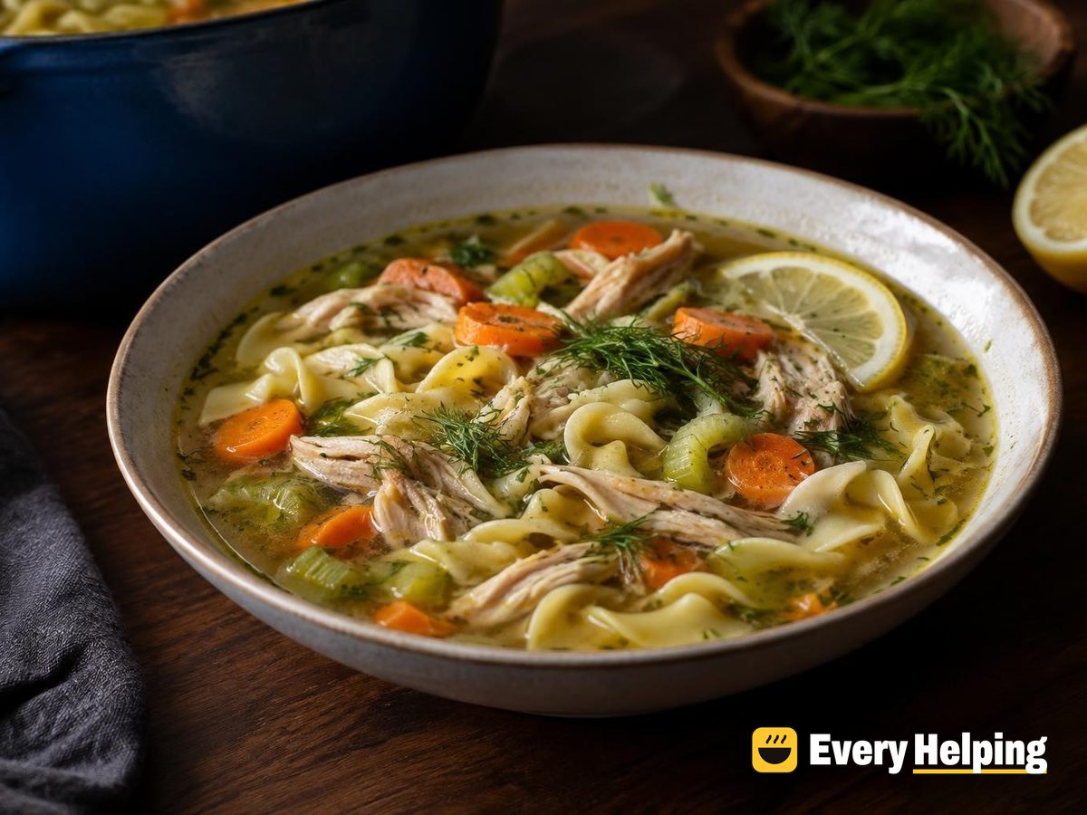 Chicken Noodle Soup with Dill and Lemon