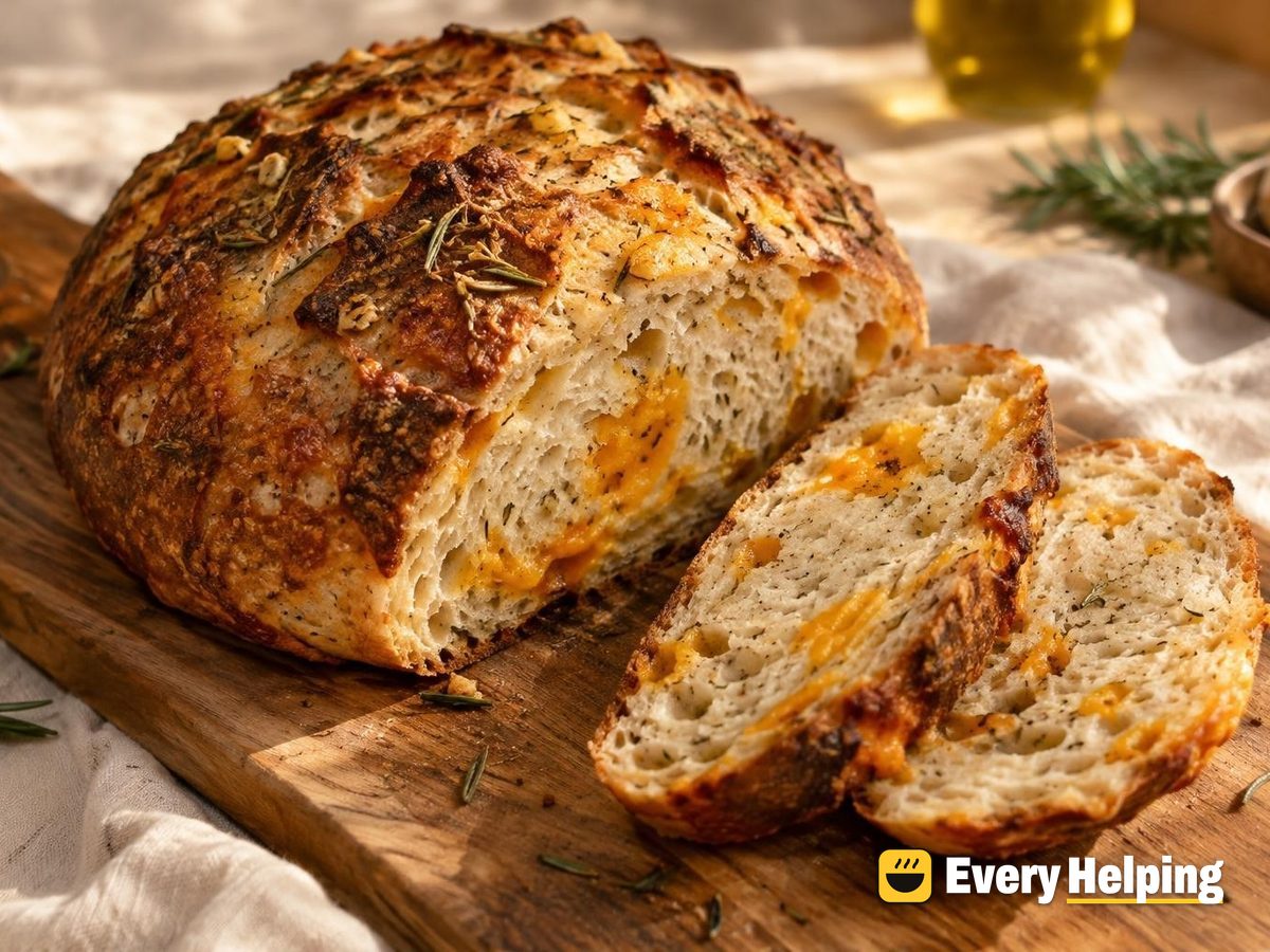Rosemary Garlic Cheddar Focaccia-Style Sourdough Boule
