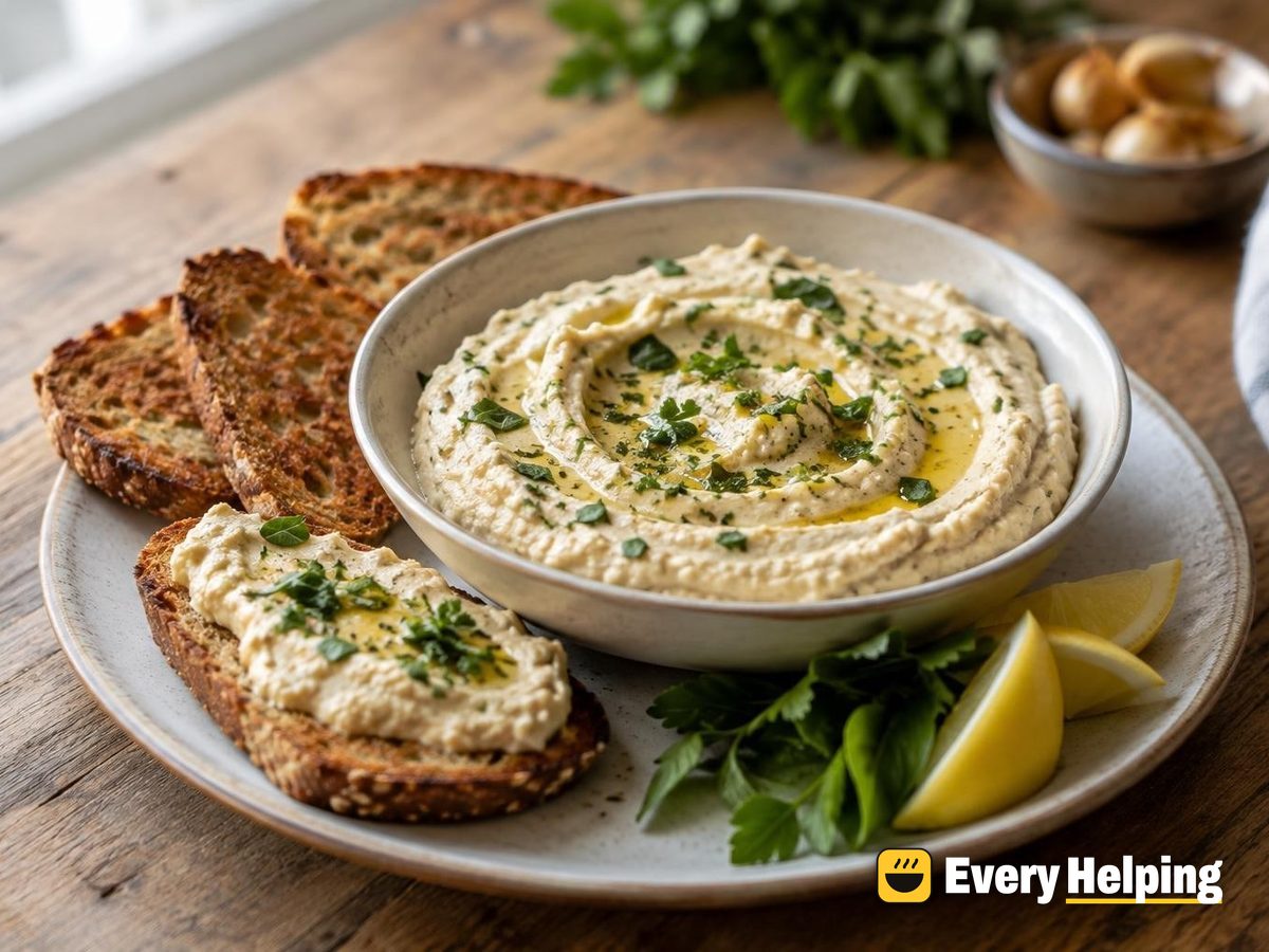 Roasted Garlic Herb White Bean Hummus