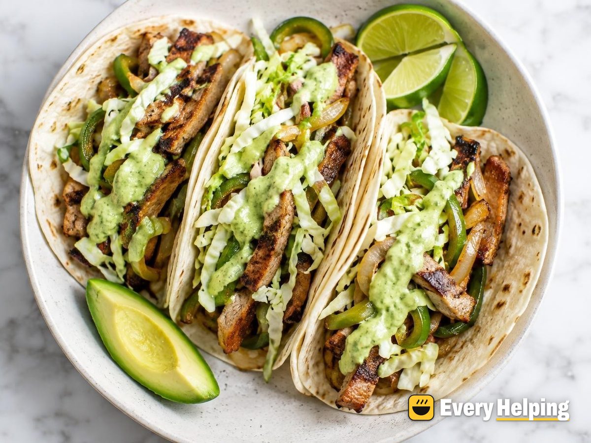 Chipotle-Style Pork Soft Tacos with Avocado Sauce