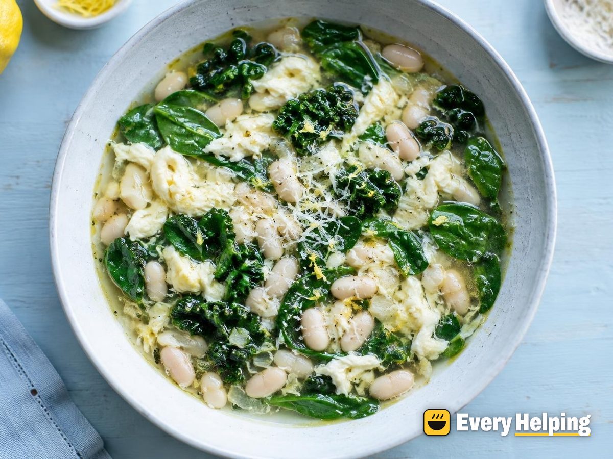Lemony Stracciatella with Greens and Cannellini