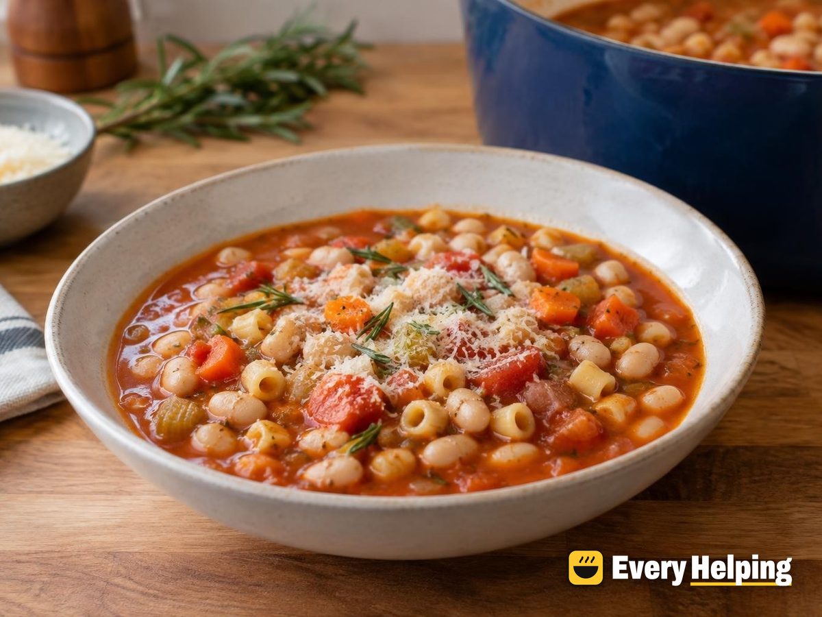 Tuscan Navy Bean Soup with Parmesan and Rosemary