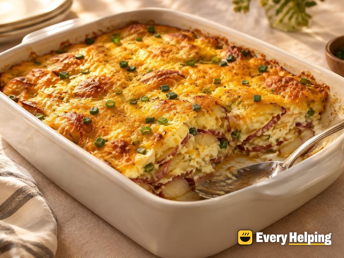 Cheddar Chive Potato Breakfast Bake