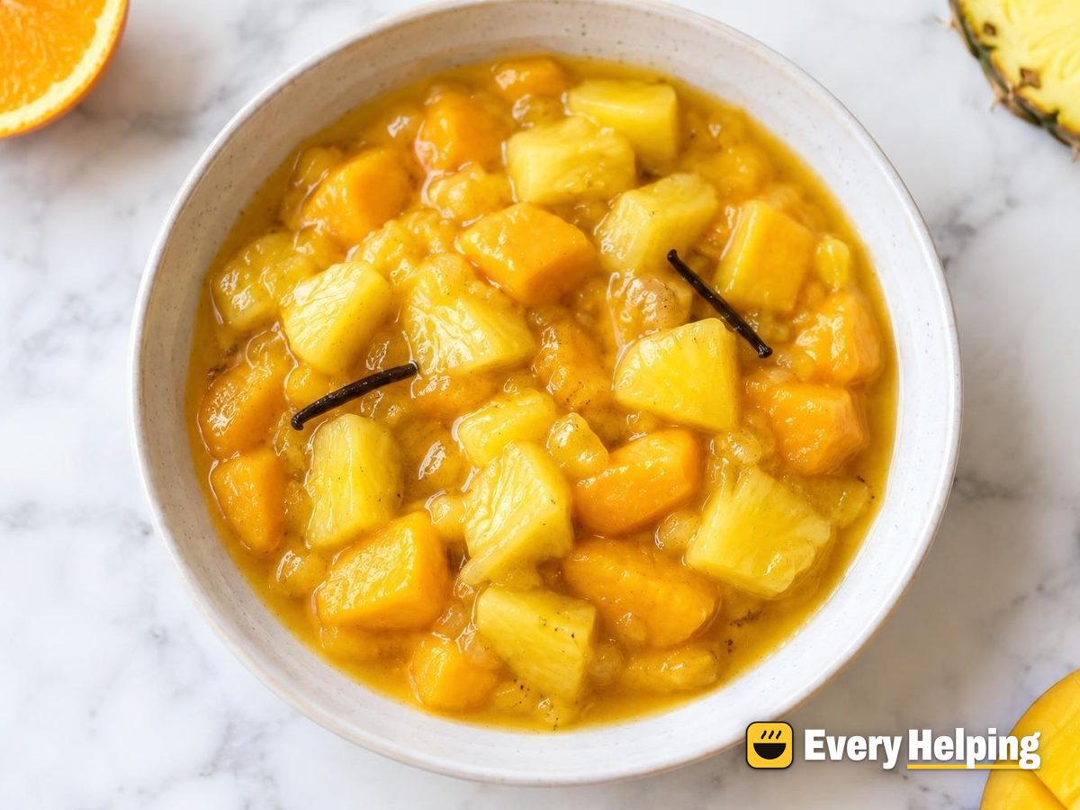 Pineapple-Mango Vanilla Compote with Orange