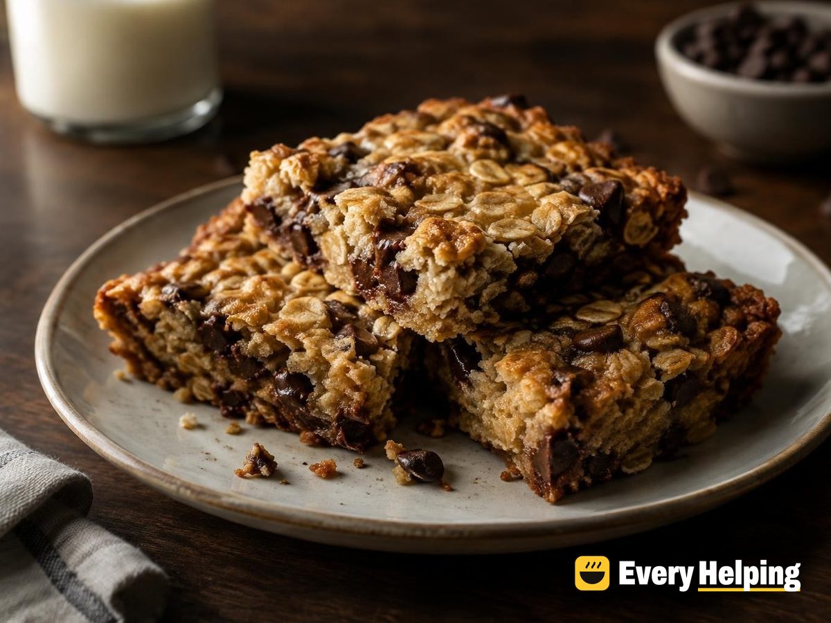 Vanilla Chocolate Chip Baked Oat Bars