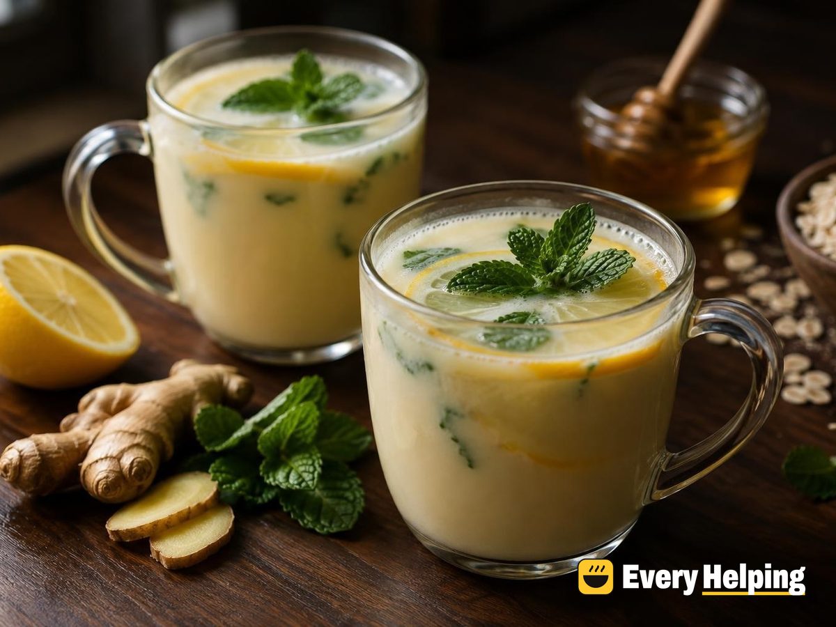 Lemon Ginger Mint Tisane with Oat Milk