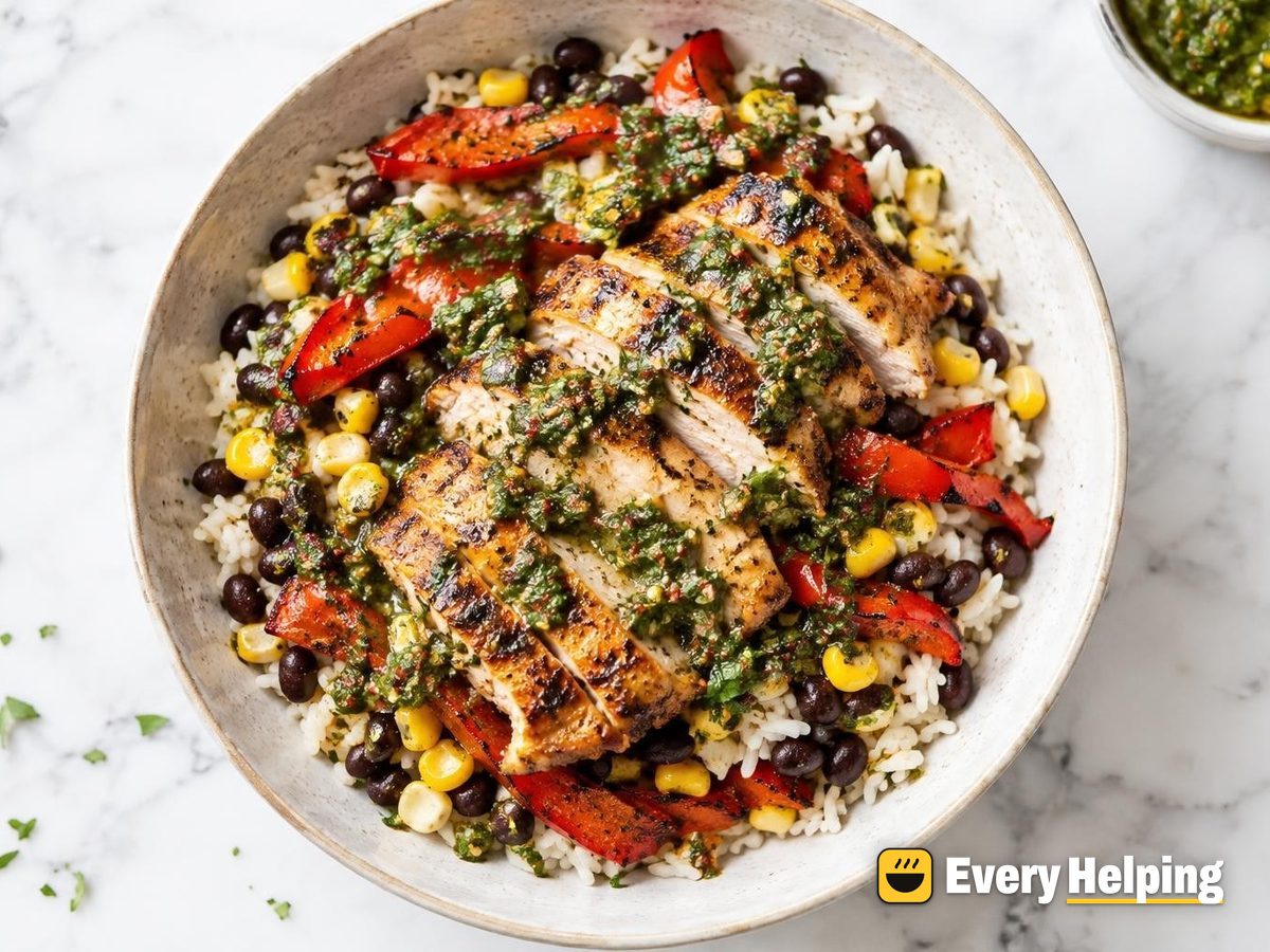 Chimichurri Chicken Thigh Rice Bowls