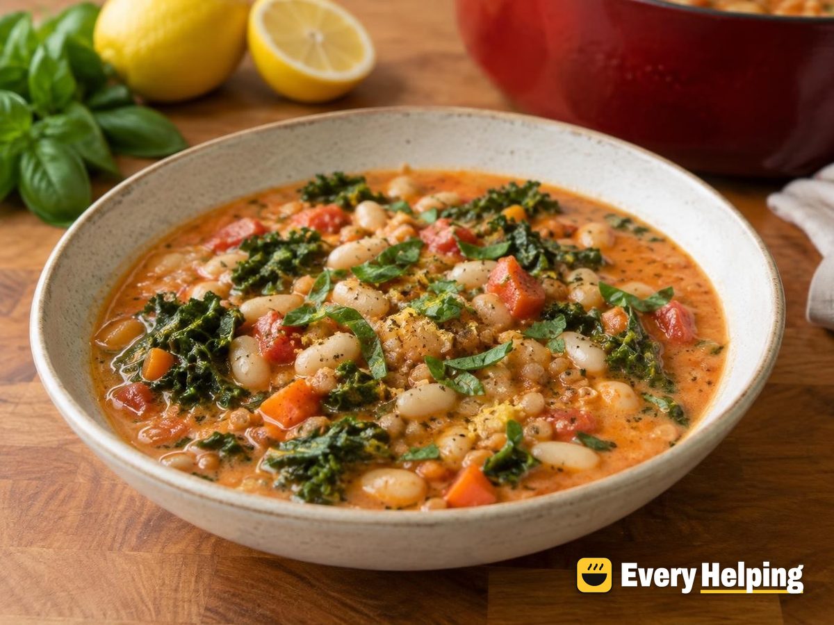 Tomato Coconut White Bean Stew with Kale