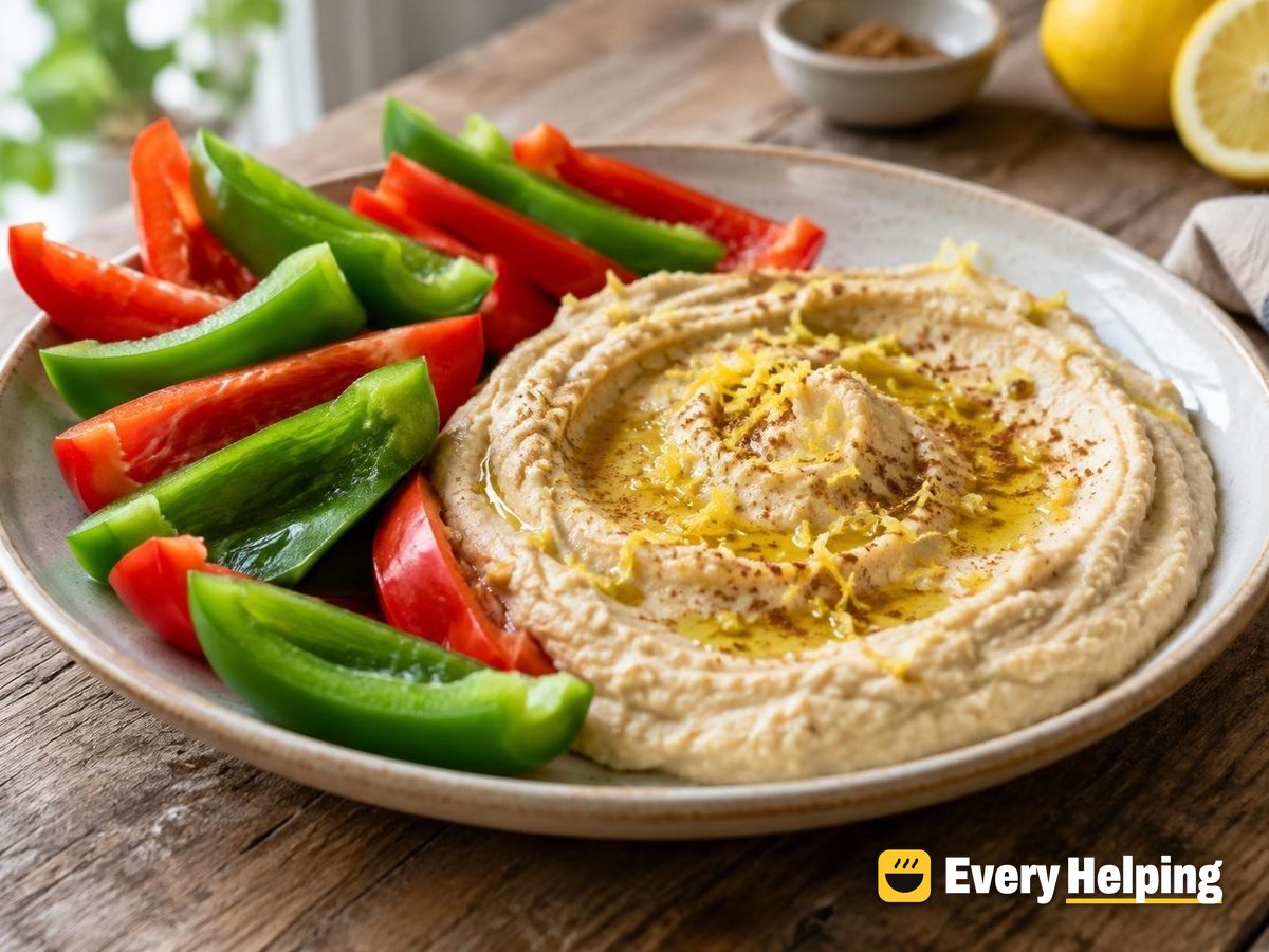 Lemony Chickpea Hummus with Bell Pepper Scoops