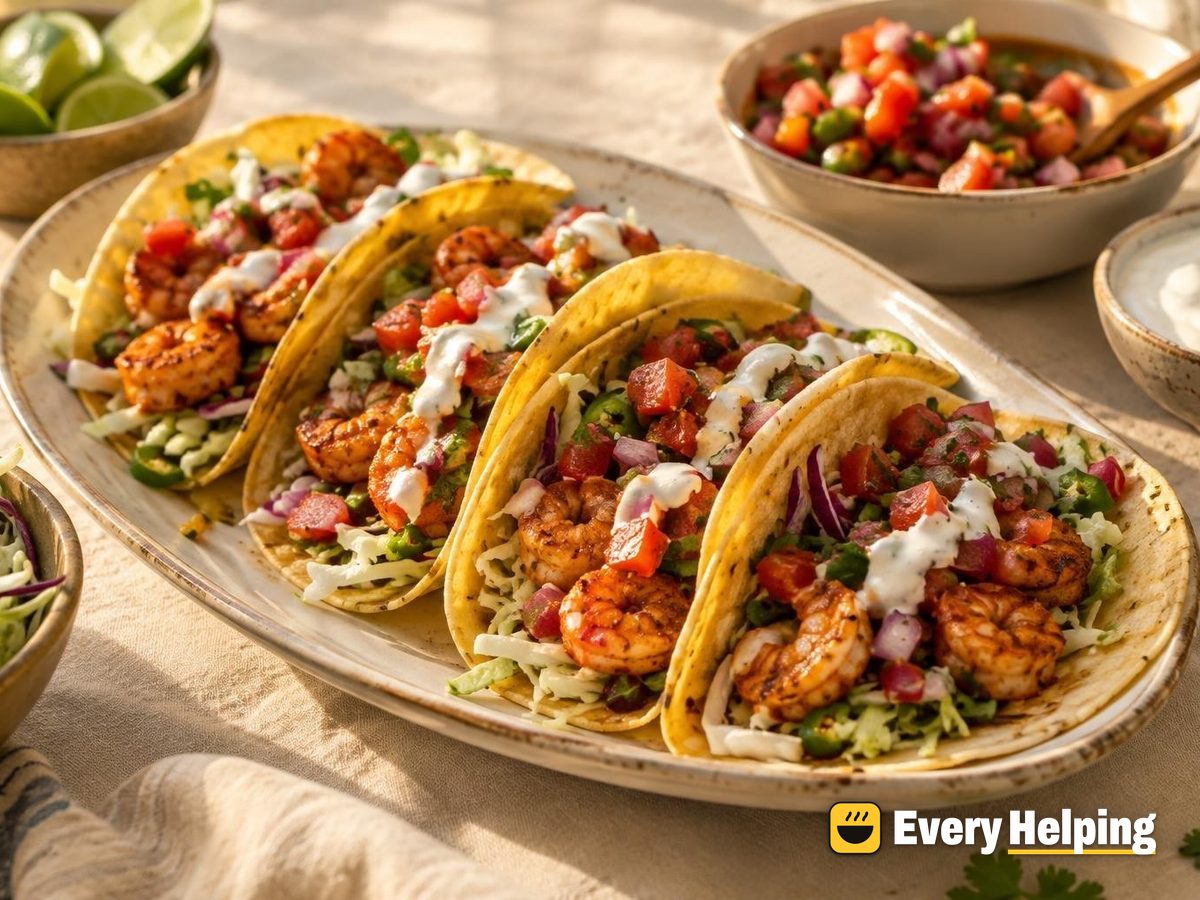 Smoky Garlic Shrimp Tacos with Fresh Salsa