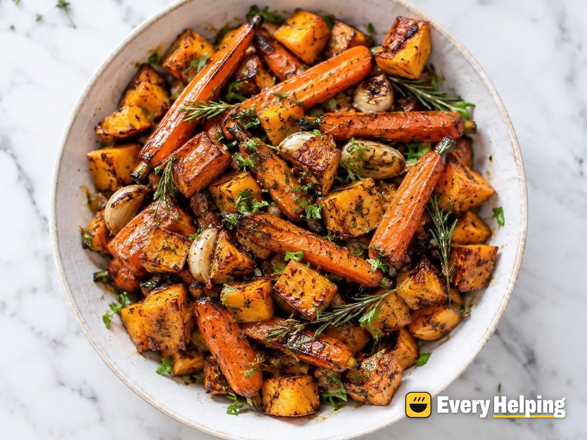 Garlic Herb Roasted Carrots and Sweet Potatoes