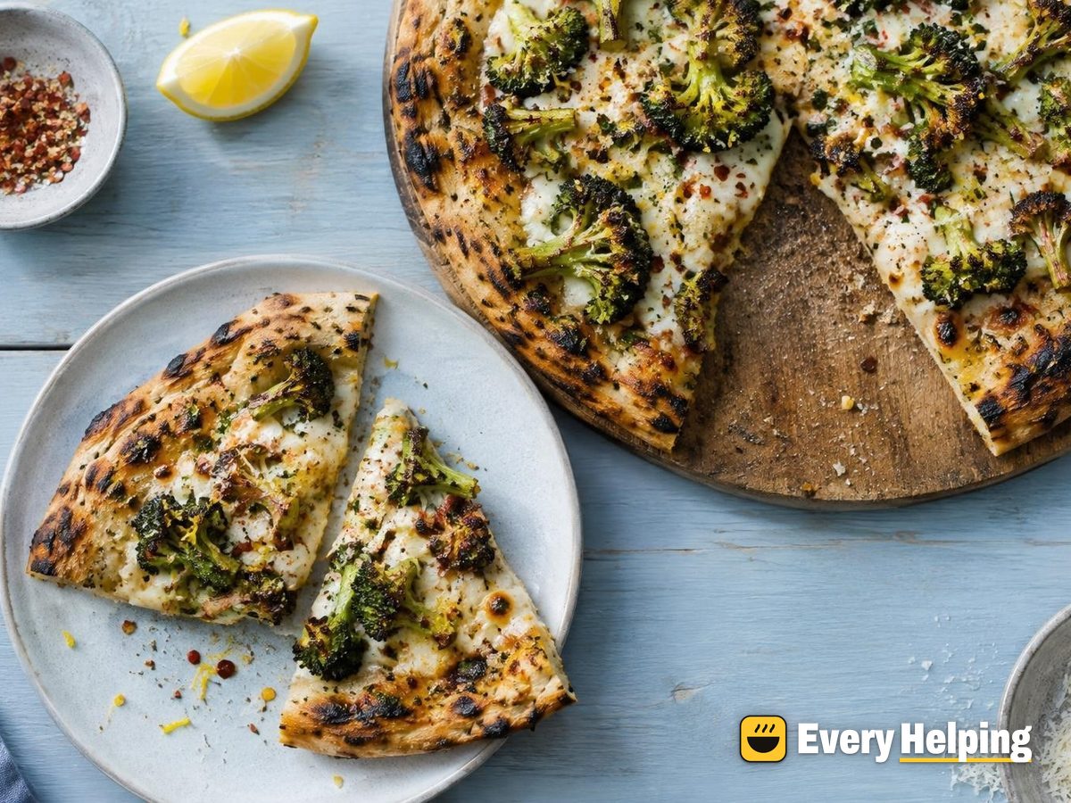 Grilled Charred Broccoli Garlic Oil Flatbread Pizzas