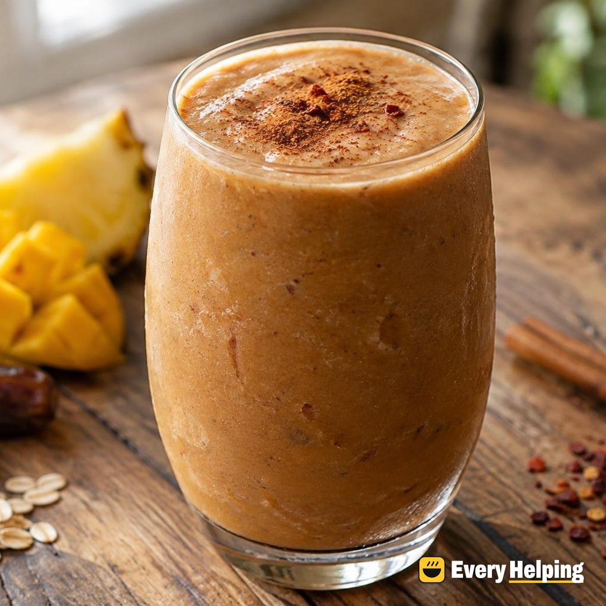 Spiced Chocolate Mango Pineapple Oat Smoothie