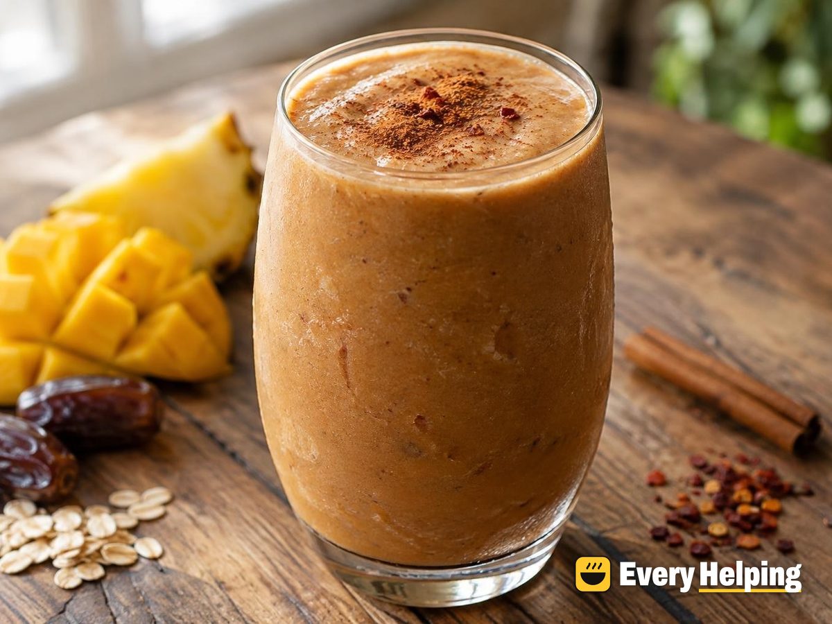 Spiced Chocolate Mango Pineapple Oat Smoothie