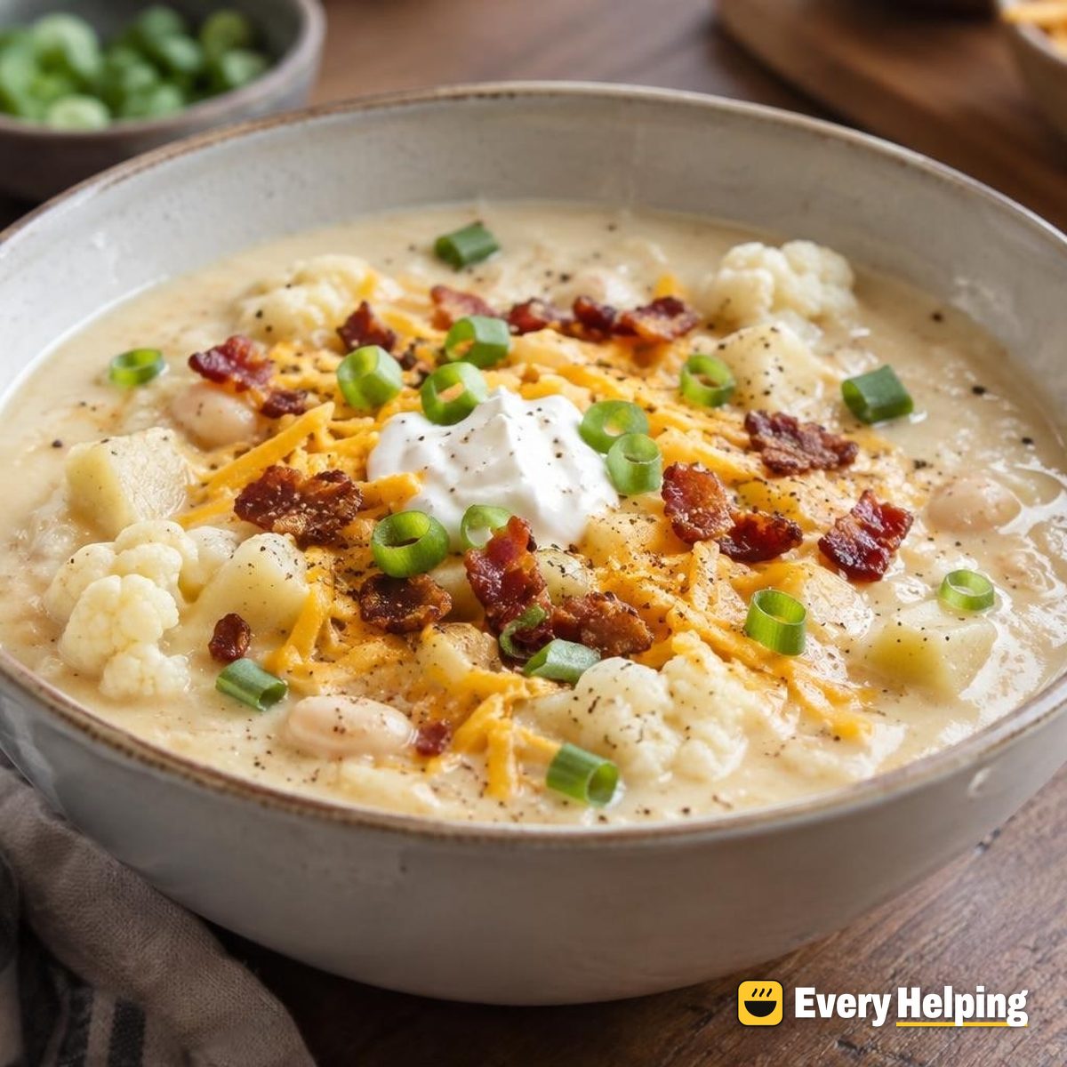Loaded Baked Potato Soup with Cauliflower