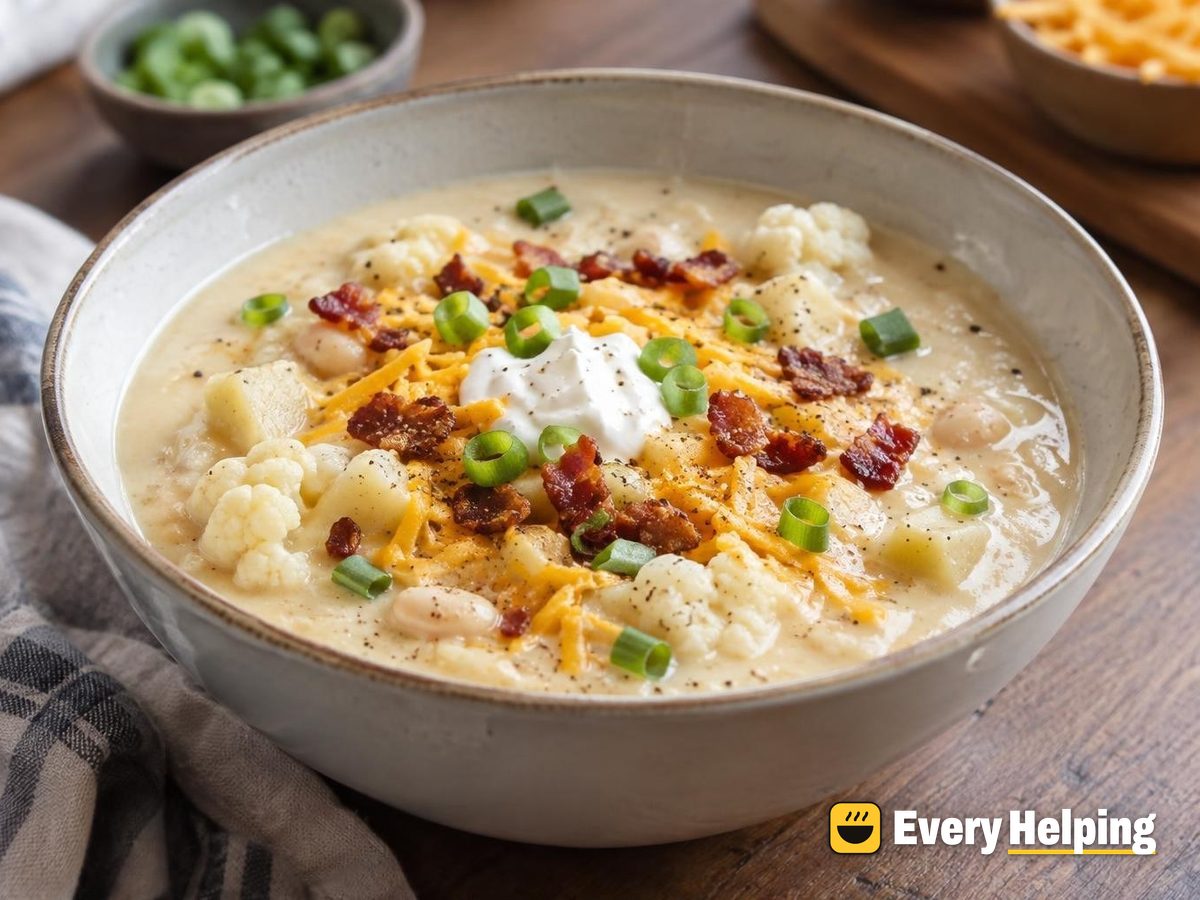 Loaded Baked Potato Soup with Cauliflower