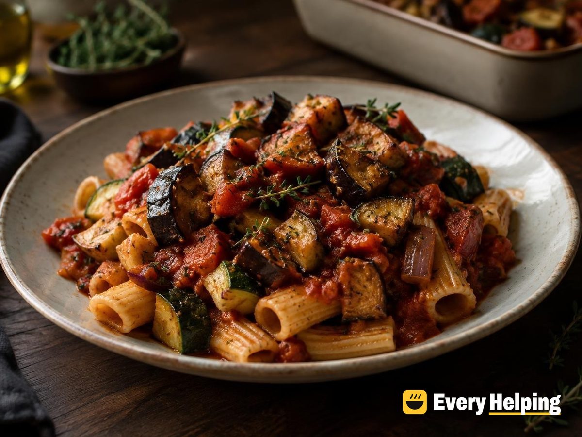 Roasted Eggplant and Zucchini Thyme Tomato Sauce