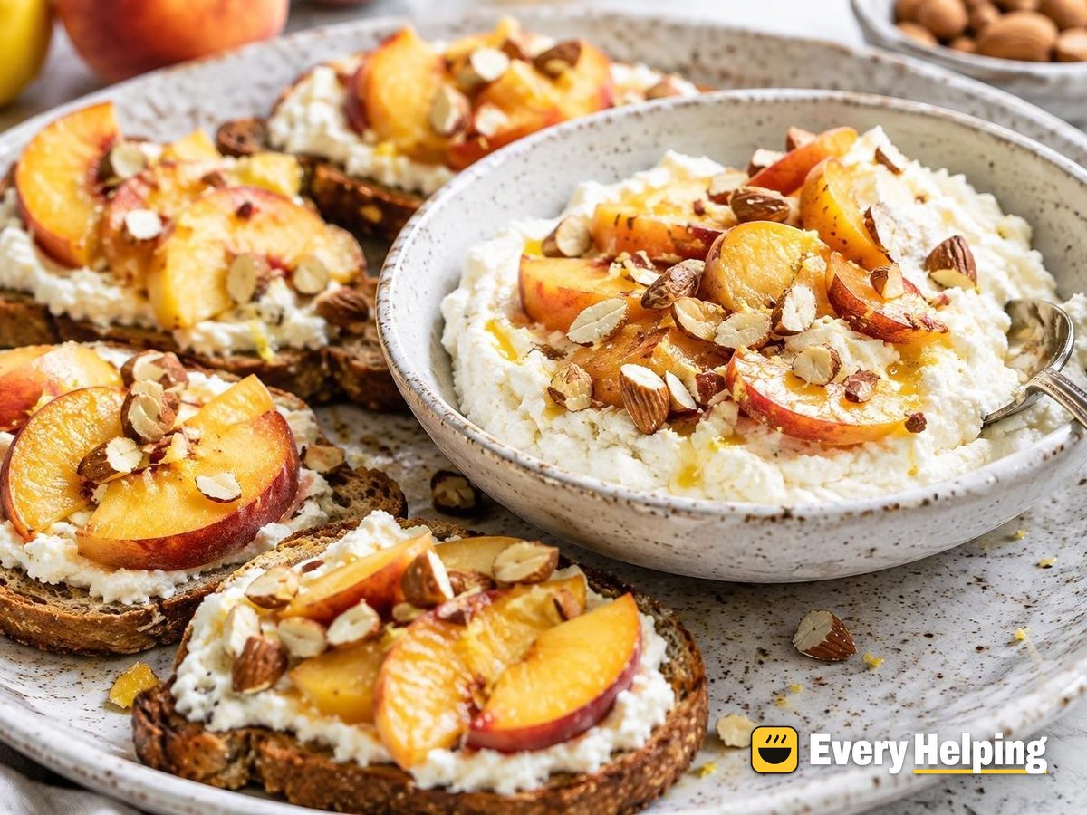 Buttermilk Ricotta Spread with Peaches and Almonds