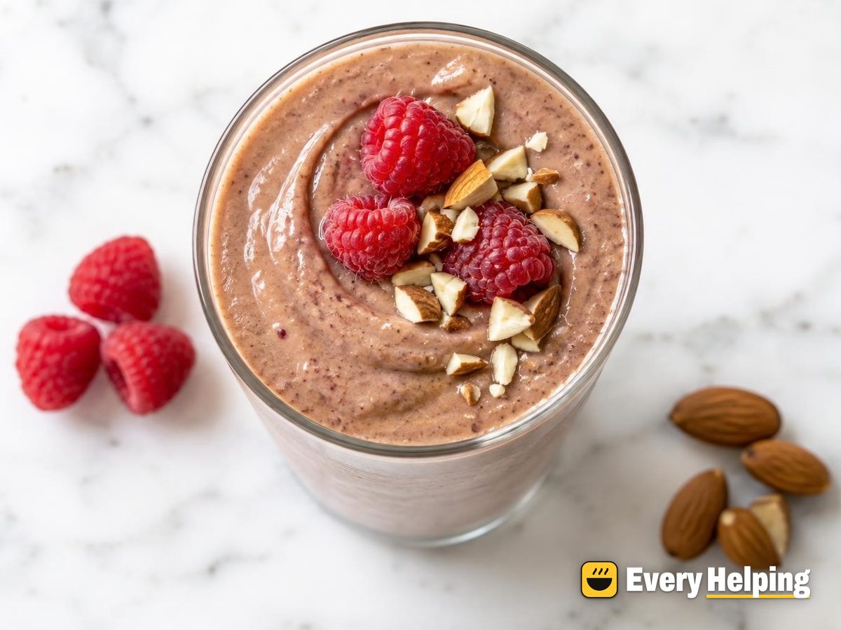 Chocolate Raspberry Almond Ricotta Smoothie