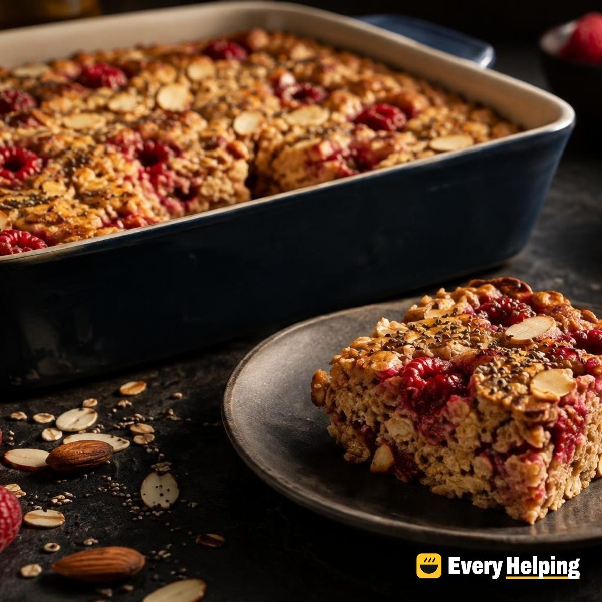 Vanilla Raspberry Chia Baked Oat Bars