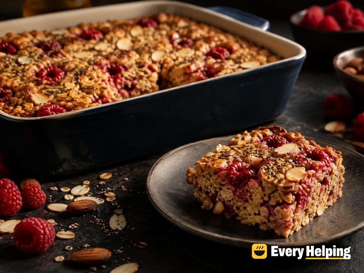 Vanilla Raspberry Chia Baked Oat Bars
